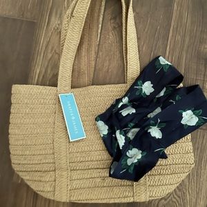 NWT Draper James woven tote with removable sash